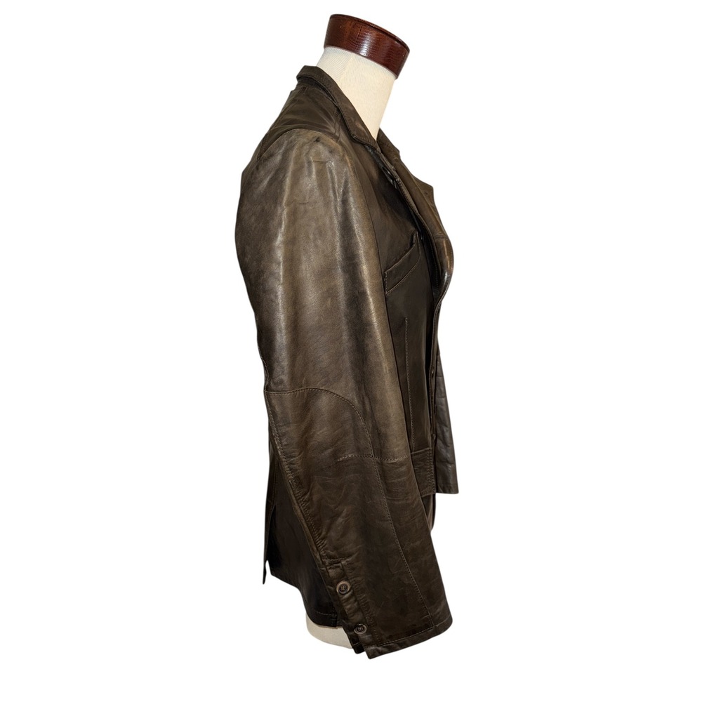 Henry Beguelin | Vintage Handmade Italian Leather Blazer Coat Brown Men's M/L - Picture 5 of 16